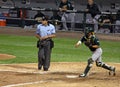 MLB Baseball - Catcher Suzuki Throwing to 2nd Base Royalty Free Stock Photo