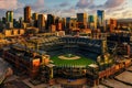 MLB Coors Field and Denver, Colorado Skyline Royalty Free Stock Photo