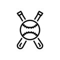 Black line icon for Mlb, baseball and hit