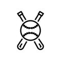Black line icon for Mlb, baseball and hit Royalty Free Stock Photo