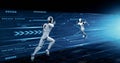 MLB Running robot humanoid showing fast movement and vital energy Royalty Free Stock Photo