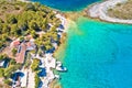 Mlini beach on Pakleni Otoci islands aerial view