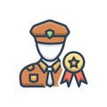 Color illustration icon for Mlitary, medal and officer Royalty Free Stock Photo