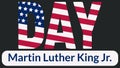 MLK Day Banner with typography. Daydream Martin Luther King Jr. minimalistic vector illustration on dark blue background. Simple Royalty Free Stock Photo