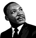 MLK / Martin Luther King Jr. Portrait. American Baptist pastor and civil rights activist, black gray and white illustration Royalty Free Stock Photo