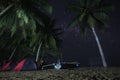Mlky Way Kondang Merak Beach at night Royalty Free Stock Photo