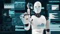 MLP Futuristic robot, artificial intelligence CGI big data analytics and programming Royalty Free Stock Photo