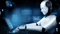 MLP Futuristic robot artificial intelligence huminoid AI programming coding Royalty Free Stock Photo
