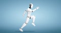 MLP Running robot humanoid showing fast movement and vital energy Royalty Free Stock Photo