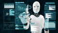 MLP Futuristic robot, artificial intelligence CGI big data analytics and programming Royalty Free Stock Photo