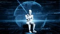 MLP Futuristic robot artificial intelligence huminoid AI programming coding Royalty Free Stock Photo