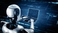 MLP Futuristic robot artificial intelligence huminoid AI programming coding Royalty Free Stock Photo