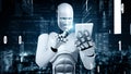 MLP Futuristic robot artificial intelligence huminoid AI programming coding Royalty Free Stock Photo