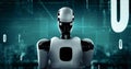 MLP Futuristic robot artificial intelligence huminoid AI programming coding Royalty Free Stock Photo