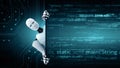MLP Futuristic robot artificial intelligence huminoid AI programming coding Royalty Free Stock Photo
