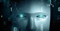 MLP Futuristic robot artificial intelligence huminoid AI programming coding Royalty Free Stock Photo