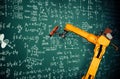 MLP Robot arm AI analyzing mathematics for mechanized industry problem solving Royalty Free Stock Photo