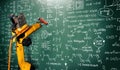 MLP Robot arm AI analyzing mathematics for mechanized industry problem solving Royalty Free Stock Photo