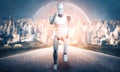 MLP Running robot humanoid showing fast movement and vital energy Royalty Free Stock Photo