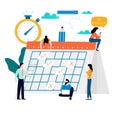 Time management, planning events, organization, time optimization, deadline, planning schedule flat vector illustration design for