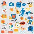 Collection of flat design social network stickers. Set of stickers, pins, patches and badges vector illustration. Stickers for m Royalty Free Stock Photo