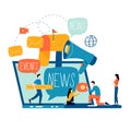 E-mail news, subscription, promotion flat vector illustration design. Online news, news update, information about events, activiti