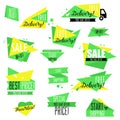 Flat design sale badges and stickers collection. Sale and promotion, delivery website and mobile badges, promo banners, special of Royalty Free Stock Photo