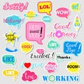Collection of flat design social network stickers. Set of stickers, pins, patches and badges vector illustration. Stickers for mob Royalty Free Stock Photo