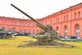 130mm anti-aircraft gun KS-30 in Military Artillery Museum. Royalty Free Stock Photo