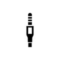 3.5 mm Audio Mini Jack Plug, Phone Connector. Flat Vector Icon illustration. Simple black symbol on white background. 3 Royalty Free Stock Photo