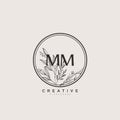 MM Beauty vector initial logo art, handwriting logo of initial signature, wedding, fashion, jewerly, boutique, floral and