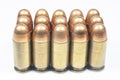 11 mm. Black handgun And ammunition Royalty Free Stock Photo