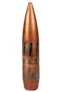 The 12.7mm bullet after firing from a 12.7 mm heavy machine gun DShK or anti-materiel sniper rifle used by the former Soviet Union Royalty Free Stock Photo