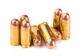 9mm bullet for a gun on white background Royalty Free Stock Photo
