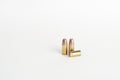 9mm bullet shell casings on white background Royalty Free Stock Photo