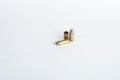 9mm bullet shell casings on white background Royalty Free Stock Photo