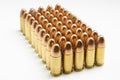 9mm bullets in a row Royalty Free Stock Photo