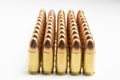 9mm bullets in a row Royalty Free Stock Photo