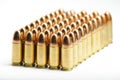 9mm bullets in a row Royalty Free Stock Photo