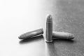 9mm bullets on table Royalty Free Stock Photo