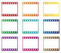 35mm colourful film strip pieces with clipping paths, vector illustration Royalty Free Stock Photo