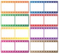35mm colourful film strip pieces with clipping paths, vector illustration