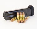 9mm gun bullets with a magazine Royalty Free Stock Photo