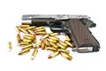 9-mm handgun and target shooting Royalty Free Stock Photo