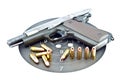 9-mm handgun and target shooting Royalty Free Stock Photo