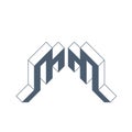 MM - logo or 2-letter code. Isometric 3d font for design. Letters M and M - Monogram or logotype. Three-dimension original letters