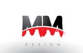 MM M M Brush Logo Letters with Red and Black Swoosh Brush Front