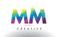 MM M M Colorful Letter Origami Triangles Design Vector.