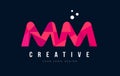 MM M M Letter Logo with Purple Low Poly Pink Triangles Concept
