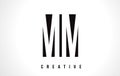 MM M M White Letter Logo Design with Black Square.